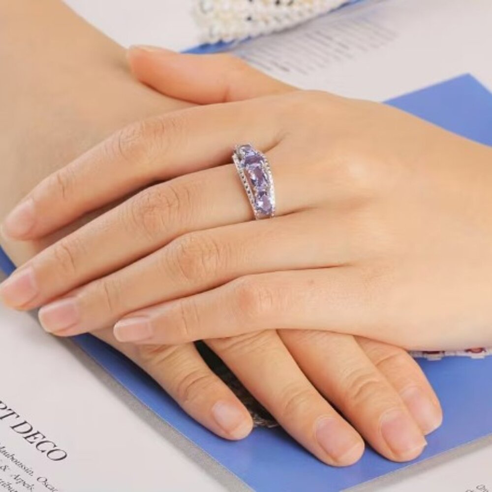 Tanzanite 925 Sterling Silver Ring Size 5 - Picture 4 of 5